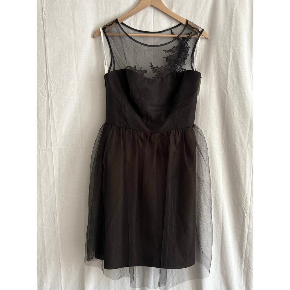 David's Bridal women's black illusion tulle dress sz 12 whimsigoth grunge fairy